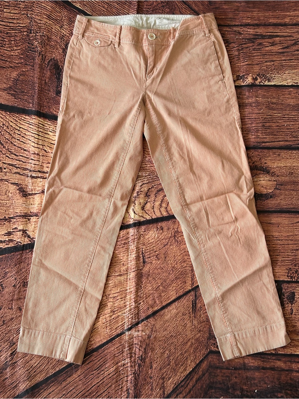 Paper Boy Anthropologie Tan Orange Striped Crop Pants Ankle Size 2 Linen Blend - Picture 12 of 12